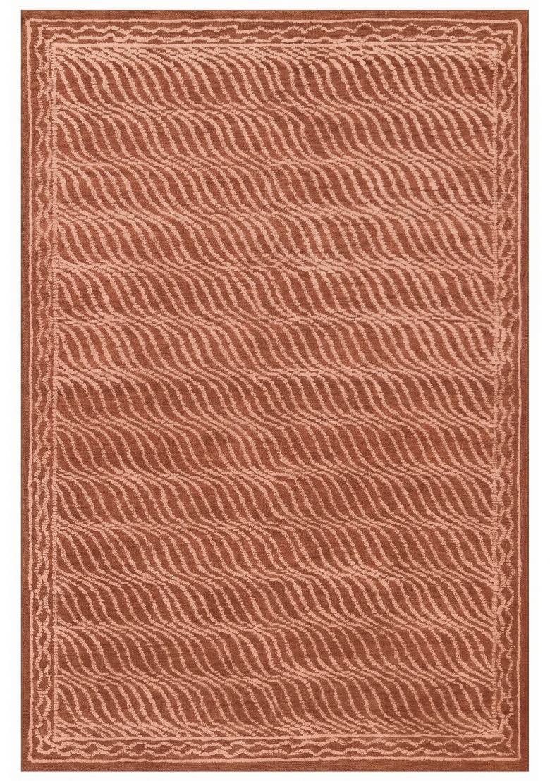 Saffron Rugs Hand Tufted Terracotta Rust Geometric Contemporary Rectangular Wool Area Rug - Indya