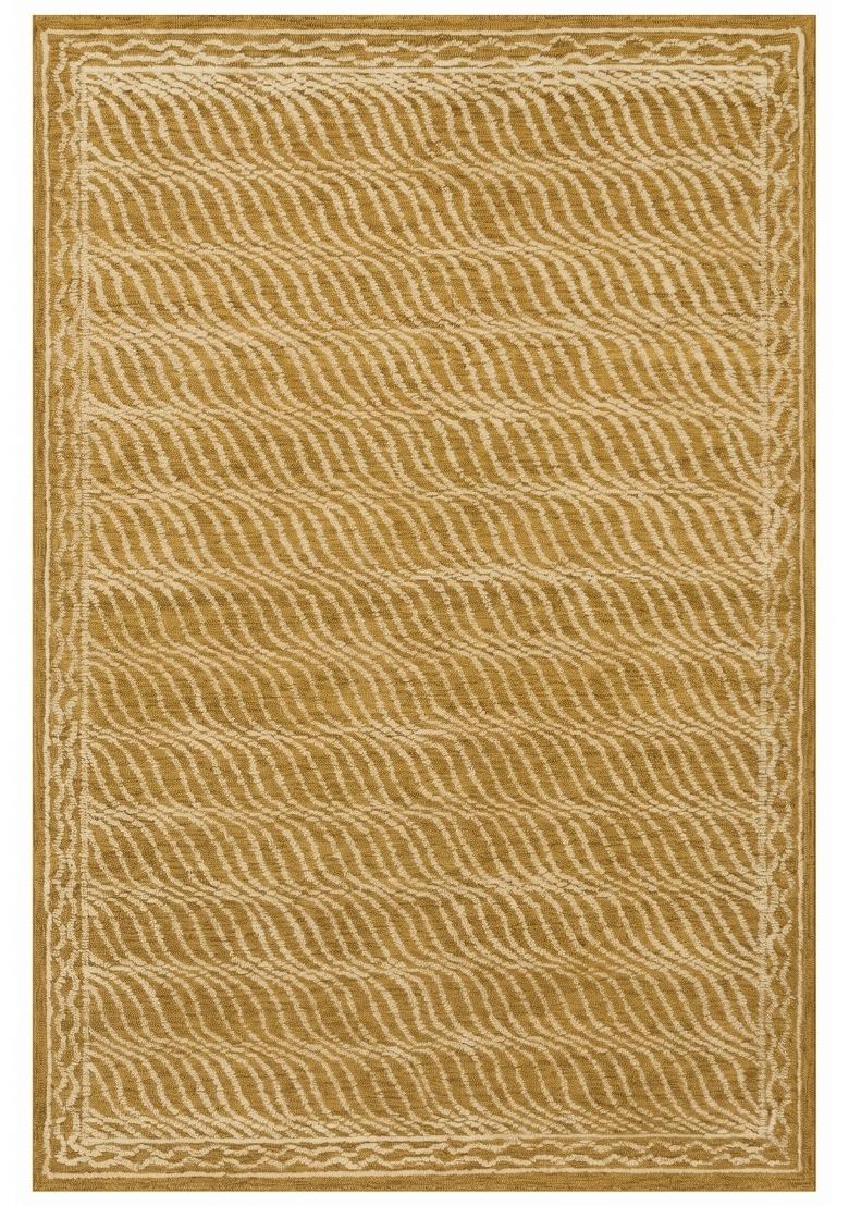 Saffron Rugs Hand Tufted Mustard Gold Geometric Contemporary Rectangular Wool Area Rug - Indya