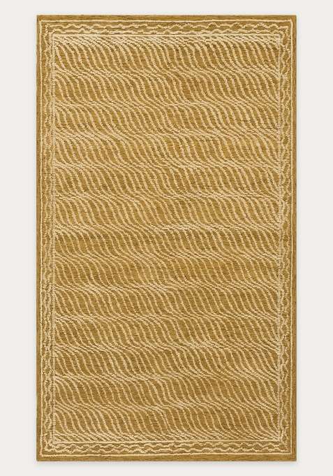 100% Wool Handmade Mustard Gold Rug | Contemporary Geometric Carpet With Cotton Backing For Living Room