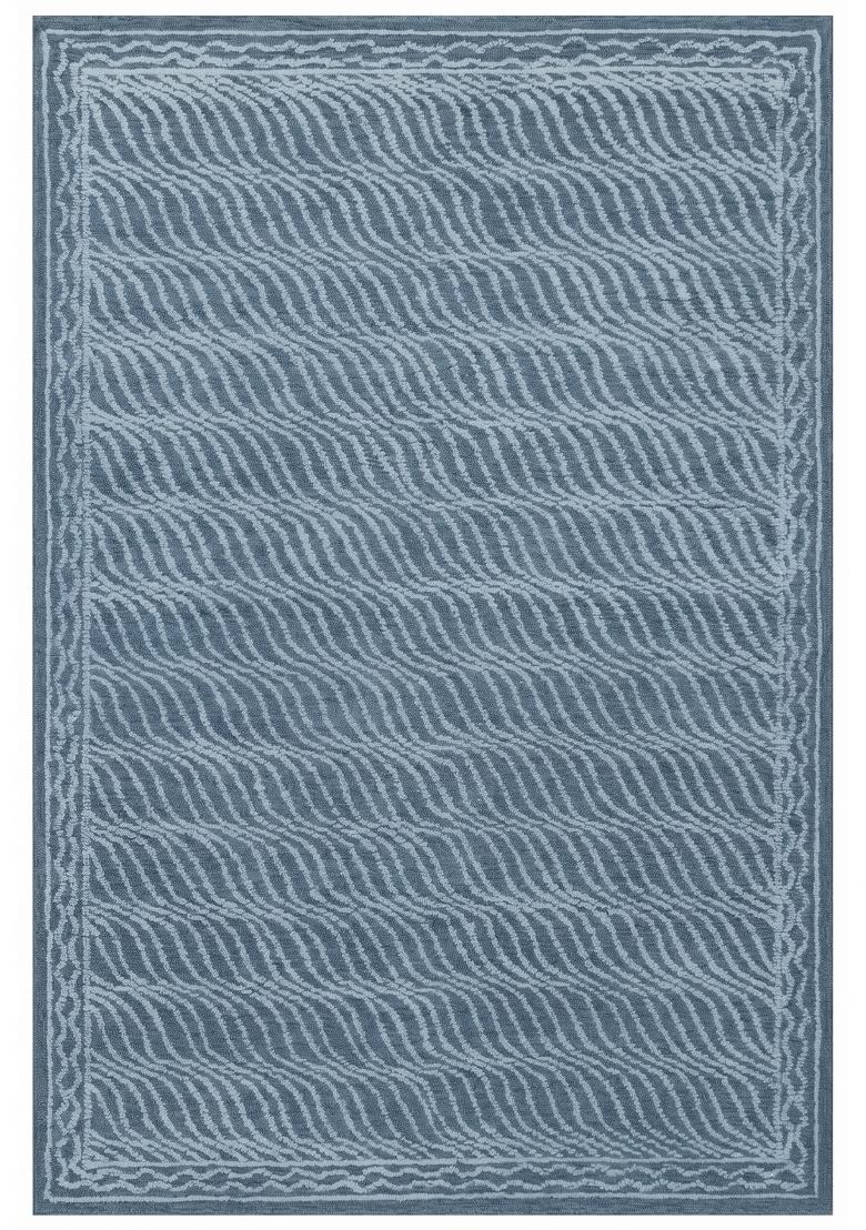 Saffron Rugs Hand Tufted Slate Blue Geometric Contemporary Rectangular Wool Area Rug - Indya