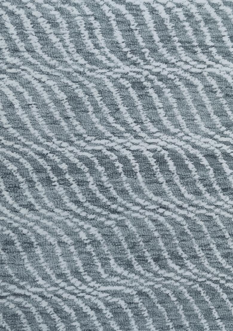 Saffron Rugs Hand Tufted Slate Blue Geometric Contemporary Rectangular Wool Area Rug - Indya
