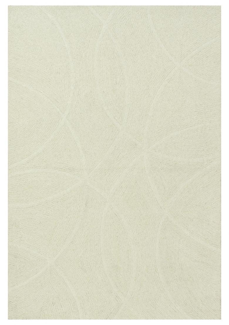 Saffron Rugs Hand Tufted Ivory Swirls Contemporary Rectangular Wool Area Rug - Indya