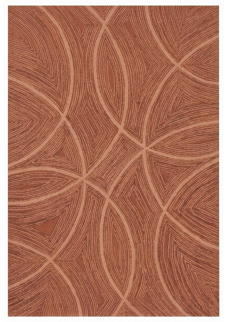 Saffron Rugs Hand Tufted Terracotta Swirls Contemporary Rectangular Wool Area Rug - Indya
