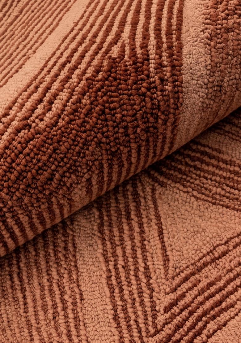 Saffron Rugs Hand Tufted Terracotta Swirls Contemporary Rectangular Wool Area Rug - Indya