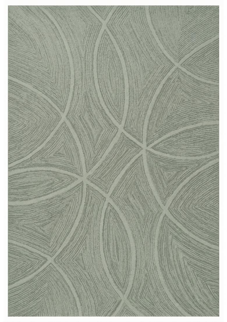 Saffron Rugs Hand Tufted Sage Green Swirls Contemporary Rectangular Wool Area Rug - Indya
