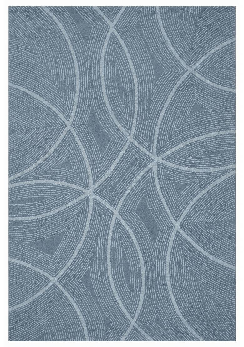 Saffron Rugs Hand Tufted Slate Blue Swirls Contemporary Rectangular Wool Area Rug - Indya
