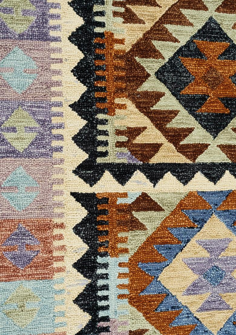 Saffron Rugs Hand Tufted Multicolor Geometric Bohemian Rectangular Wool Area Rug - Indya