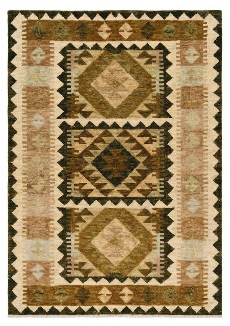 Saffron Rugs Hand Tufted Brown Geometric Bohemian Rectangular Wool Area Rug - Indya