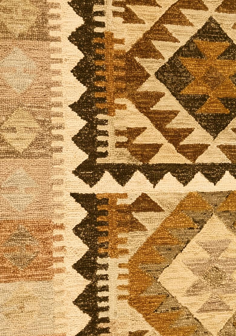 Saffron Rugs Hand Tufted Brown Geometric Bohemian Rectangular Wool Area Rug - Indya