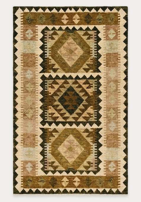 100% Wool Handmade Brown Rug | Bohemian Geometric Carpet With Cotton Backing For Living Room