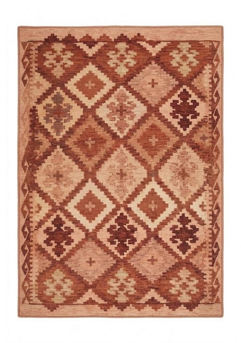 Saffron Rugs Hand Tufted Rust Brown  Bohemian Rectangular Wool Area Rug - Indya