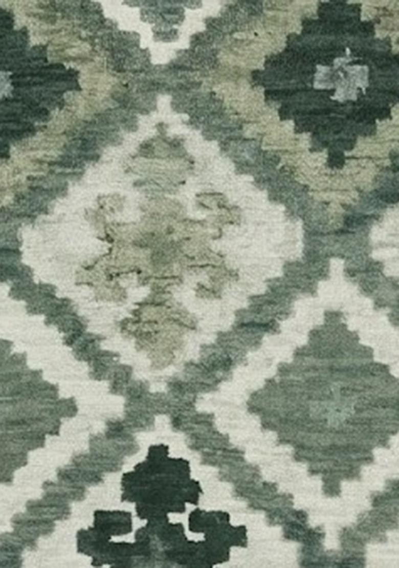 Saffron Rugs Hand Tufted Green  Bohemian Rectangular Wool Area Rug - Indya