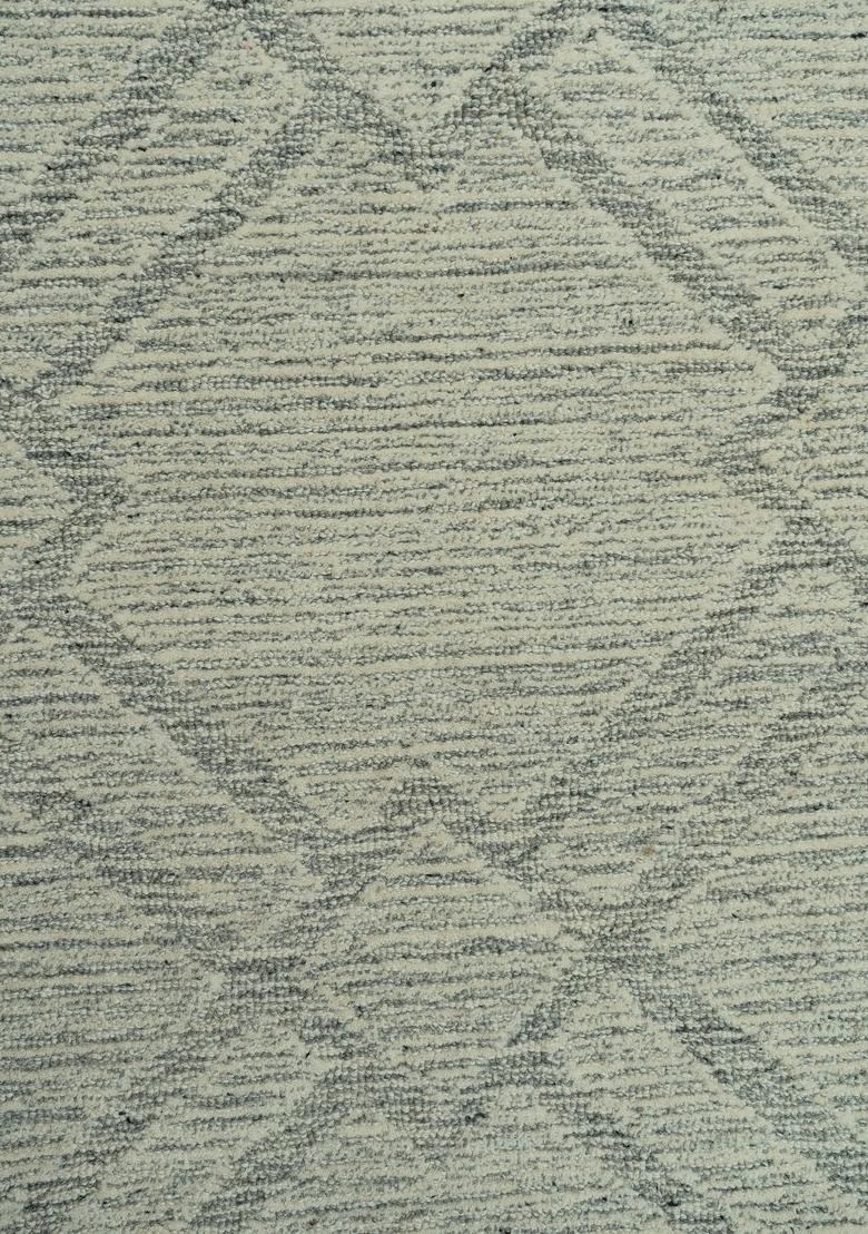 Saffron Rugs Hand Tufted Ivory Grey Trellis Bohemian Rectangular Wool Area Rug - Indya