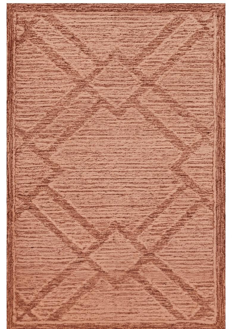 Saffron Rugs Hand Tufted Terracotta Trellis Bohemian Rectangular Wool Area Rug - Indya