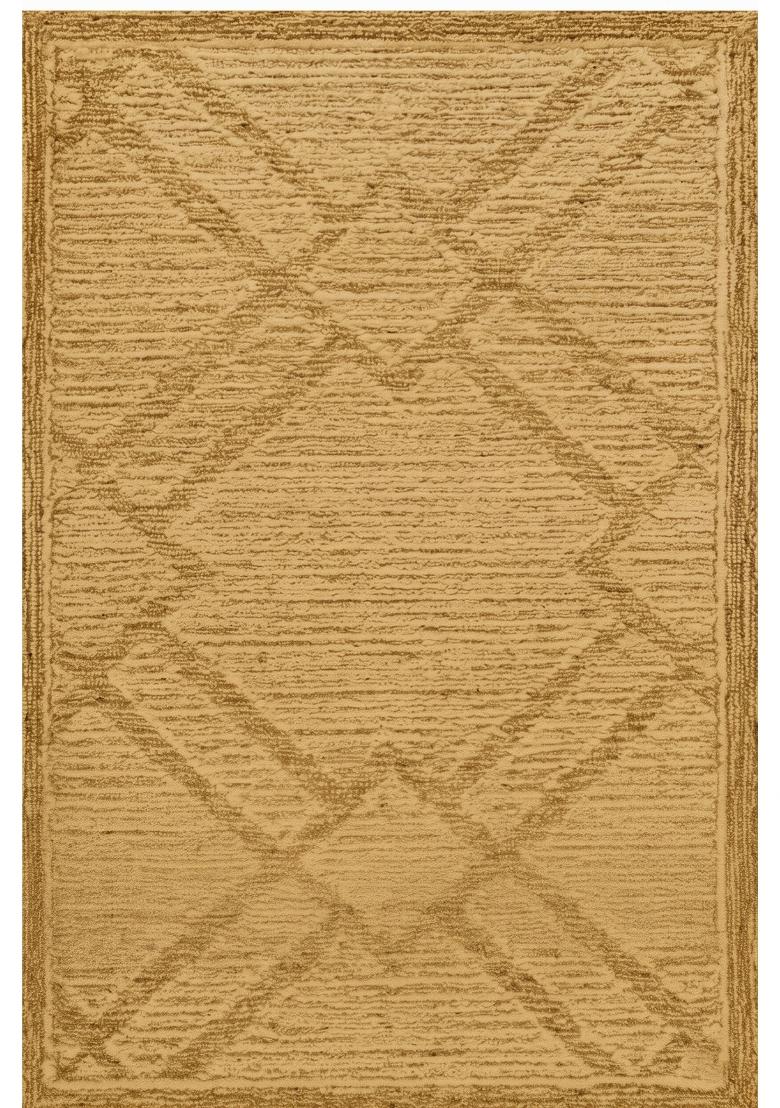 Saffron Rugs Hand Tufted Mustard Gold Trellis Bohemian Rectangular Wool Area Rug - Indya