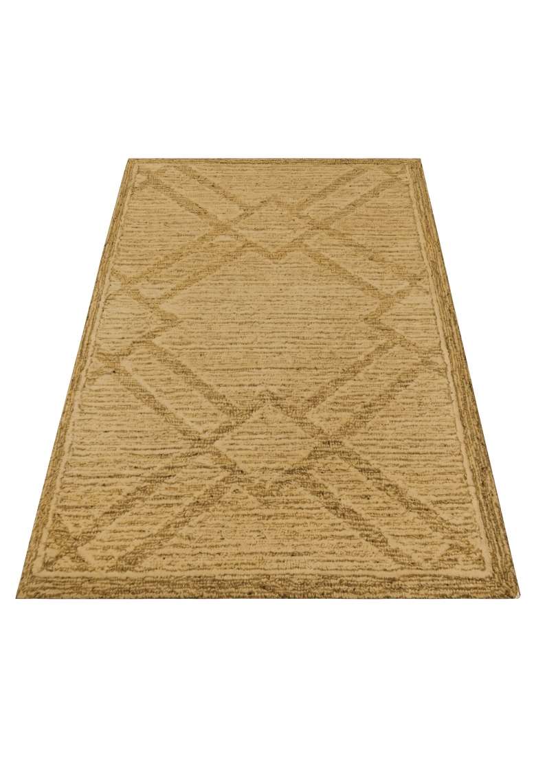 Saffron Rugs Hand-Tufted 100% Wool Area Rug | Mustard Gold Rectangular Rug | Cotton Backing | Bohemian Trellis Home Decor Carpet for Living Room - Indya