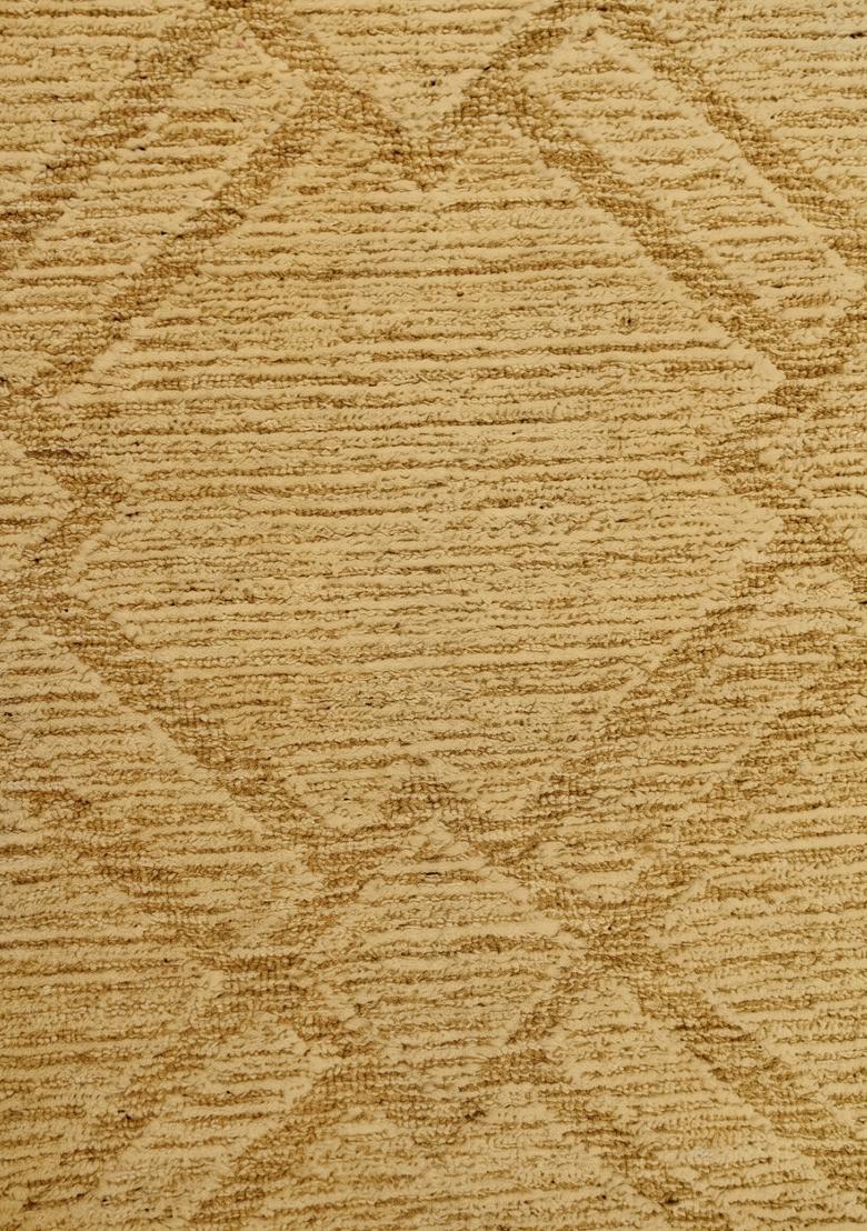 Saffron Rugs Hand Tufted Mustard Gold Trellis Bohemian Rectangular Wool Area Rug - Indya