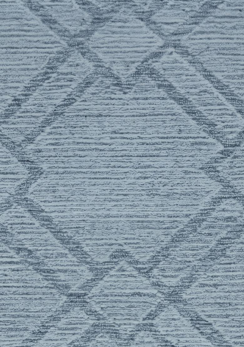 Saffron Rugs Hand Tufted Dusty Blue Trellis Bohemian Rectangular Wool Area Rug - Indya