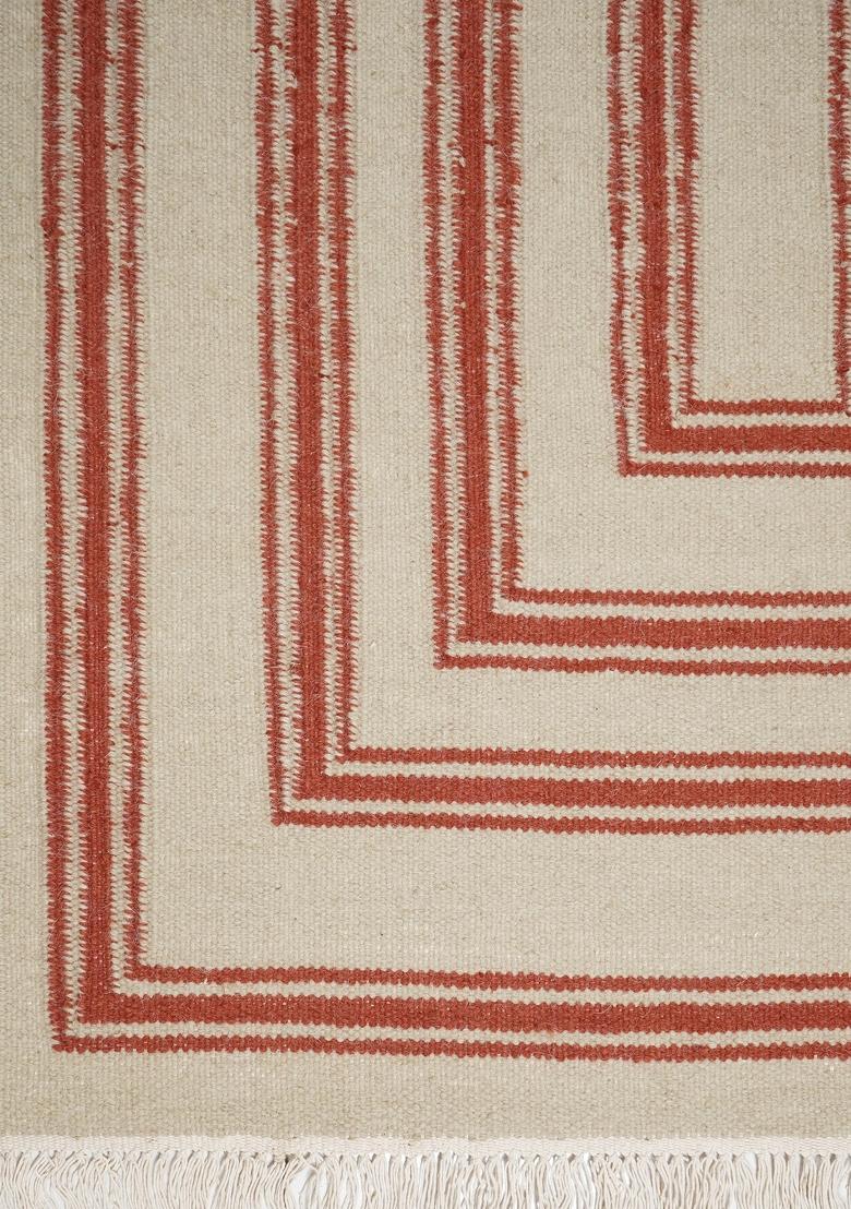 Saffron Rugs Flat Woven Beige Geometric Bohemian Rectangular Wool Area Rug - Indya