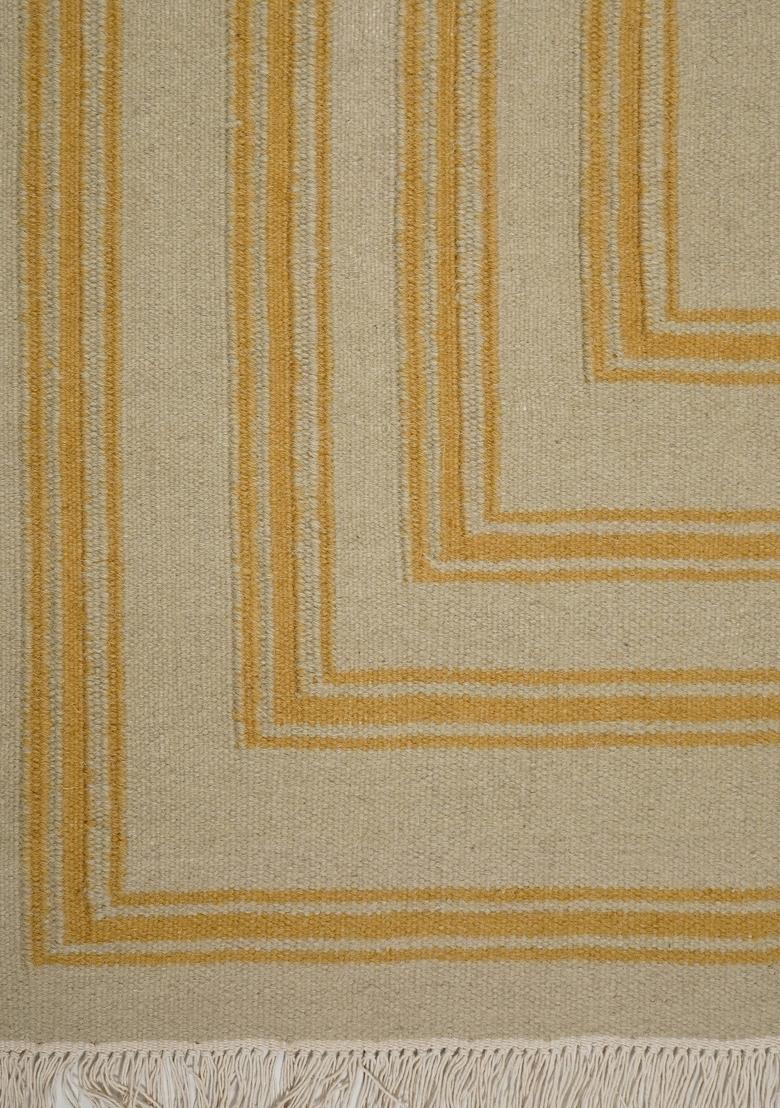 Saffron Rugs Flat Woven Beige Geometric Contemporary Rectangular Wool Area Rug - Indya