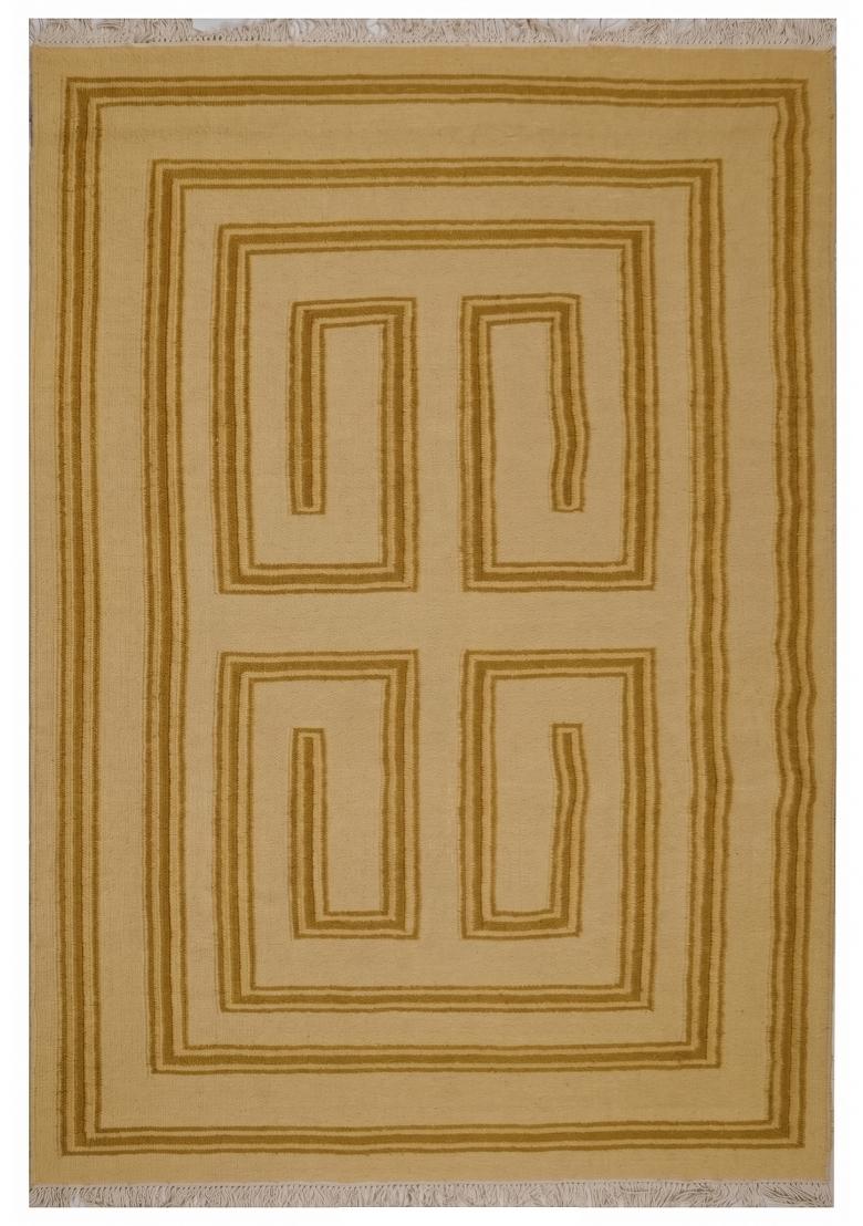 Saffron Rugs Flat Woven Mustard Yellow Geometric Contemporary Rectangular Wool Area Rug - Indya
