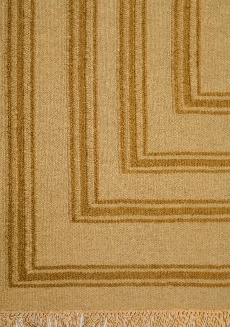 Saffron Rugs Flat Woven Mustard Yellow Geometric Contemporary Rectangular Wool Area Rug - Indya