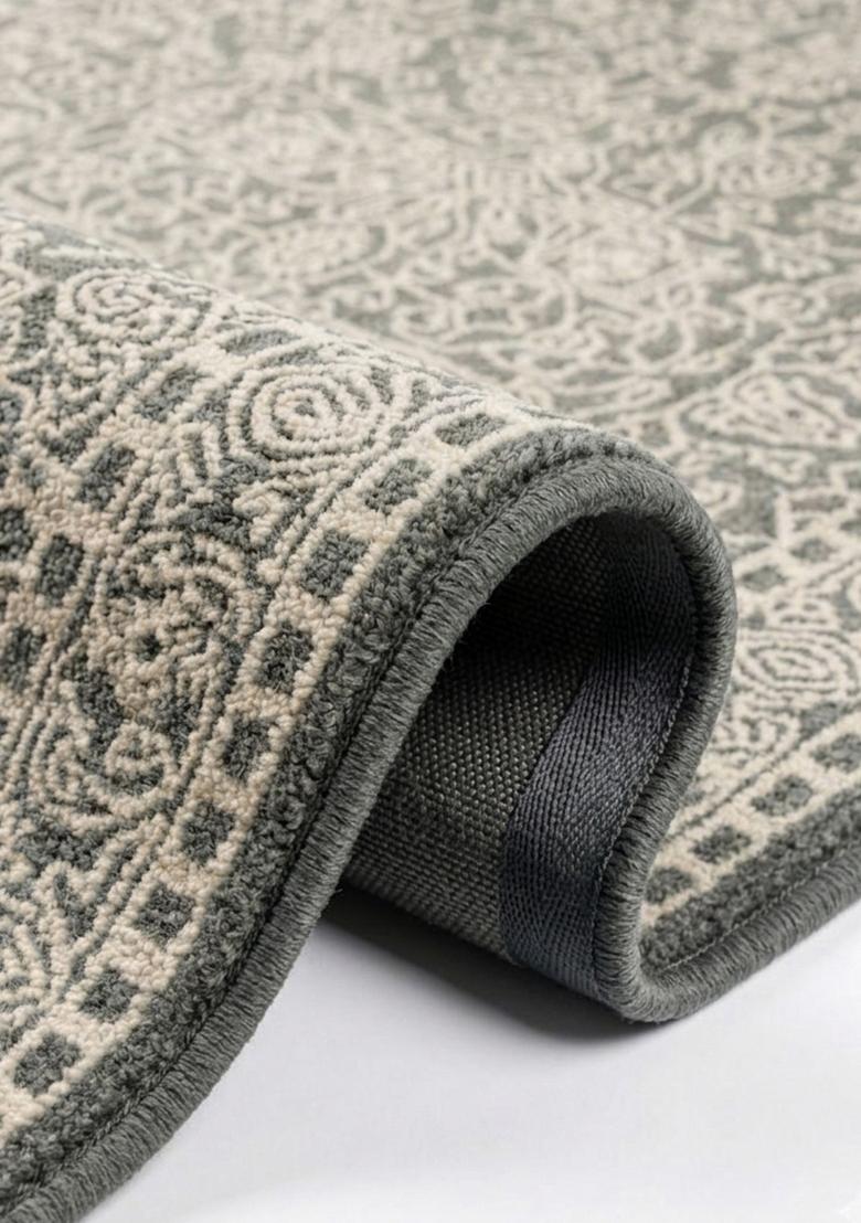 Saffron Rugs Hand Tufted Slate Grey Floral Classic Rectangular Wool Area Rug - Indya