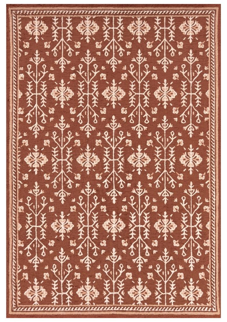 Saffron Rugs Hand Tufted Terracotta Brown Floral Classic Rectangular Wool Area Rug - Indya