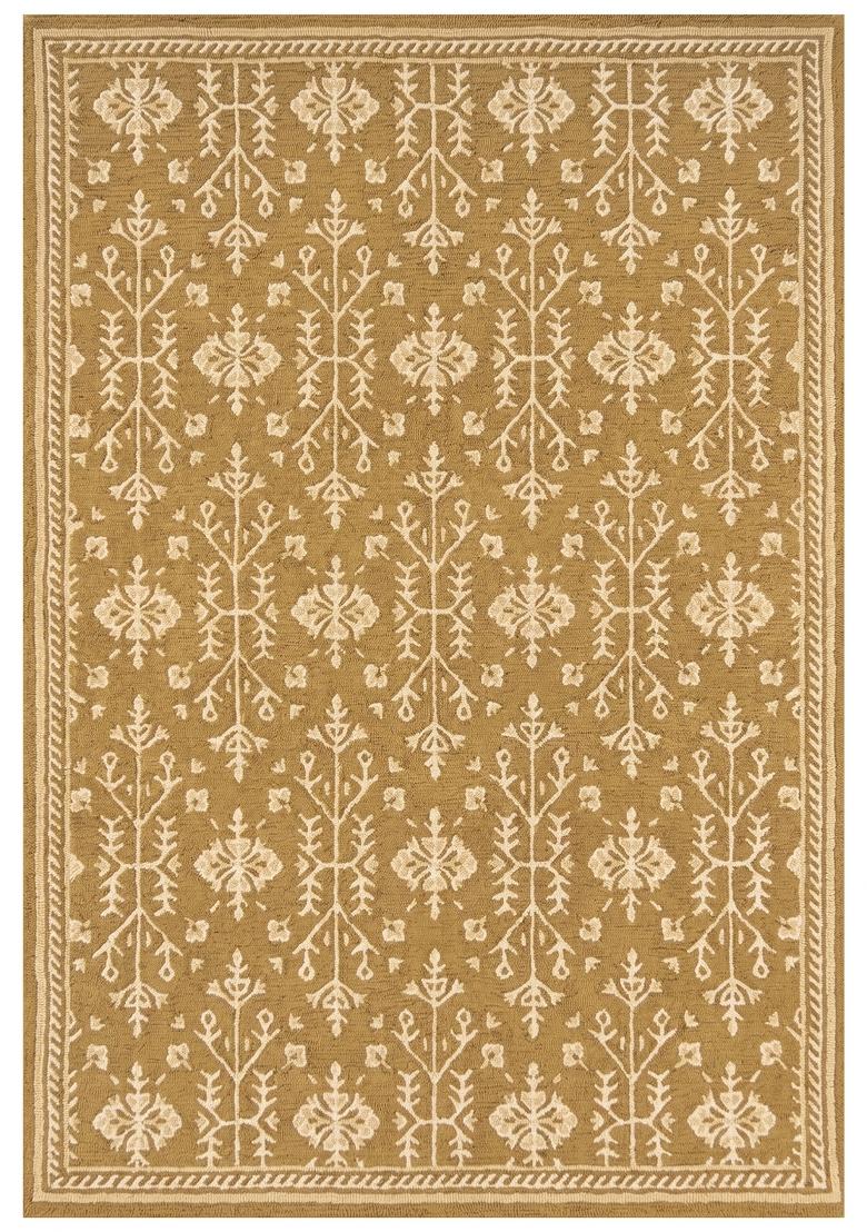 Saffron Rugs Hand Tufted Golden Tan Floral Classic Rectangular Wool Area Rug - Indya