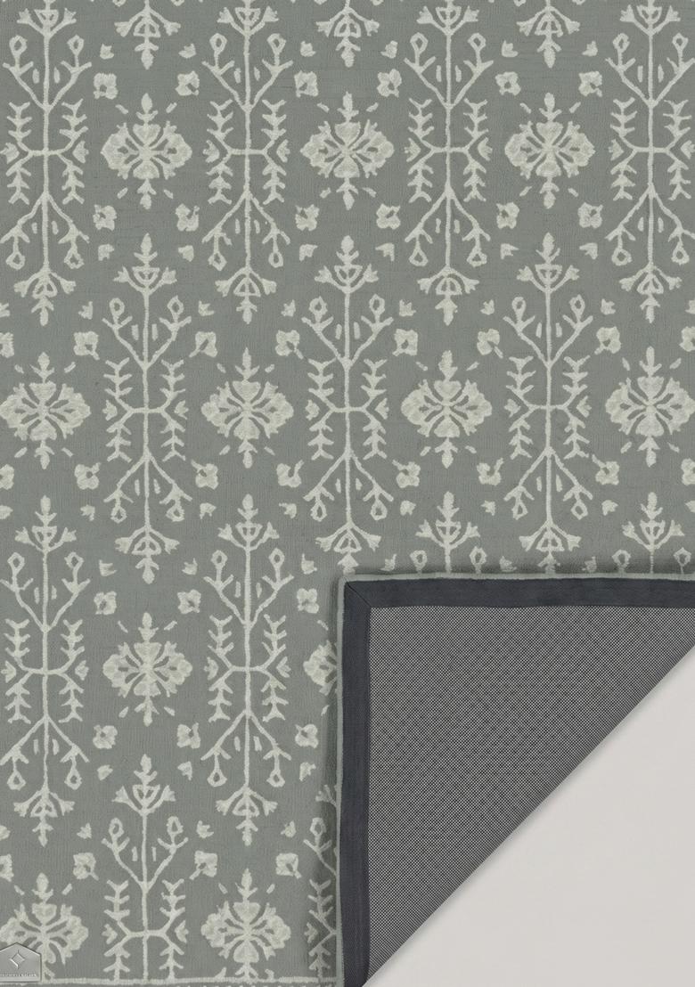 Saffron Rugs Hand Tufted Sage Green Floral Classic Rectangular Wool Area Rug - Indya