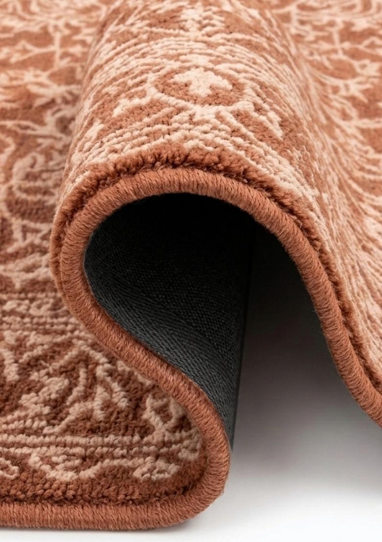 Saffron Rugs Hand Tufted Terracotta Floral Classic Rectangular Wool Area Rug - Indya