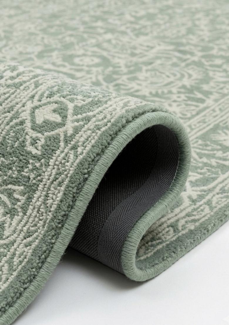 Saffron Rugs Hand Tufted Sage Green Floral Classic Rectangular Wool Area Rug - Indya