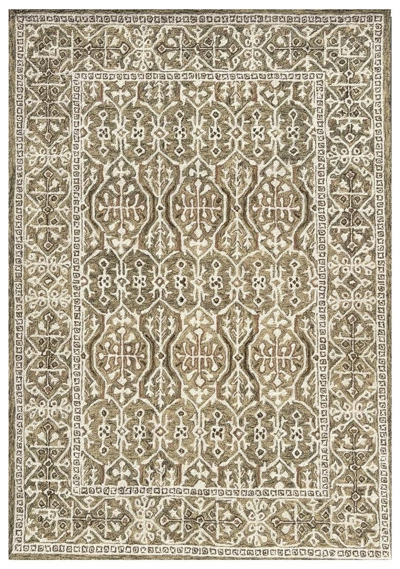 Saffron Rugs Hand Tufted Taupe Brown Floral Classic Rectangular Wool Area Rug - Indya