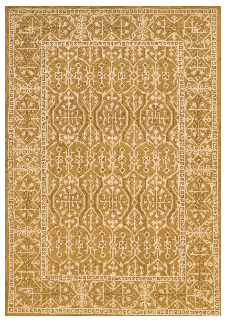 Saffron Rugs Hand Tufted Golden Mustard Floral Classic Rectangular Wool Area Rug - Indya