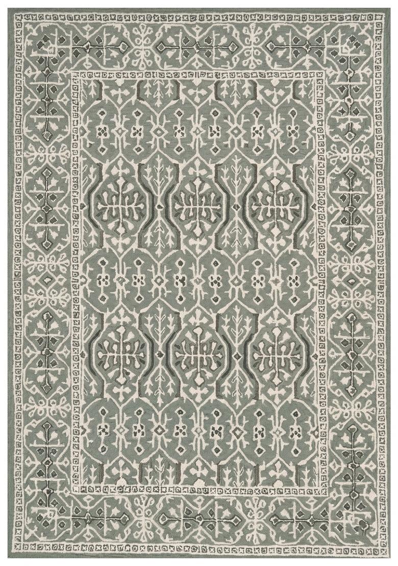Saffron Rugs Hand Tufted Sage Grey Floral Classic Rectangular Wool Area Rug - Indya