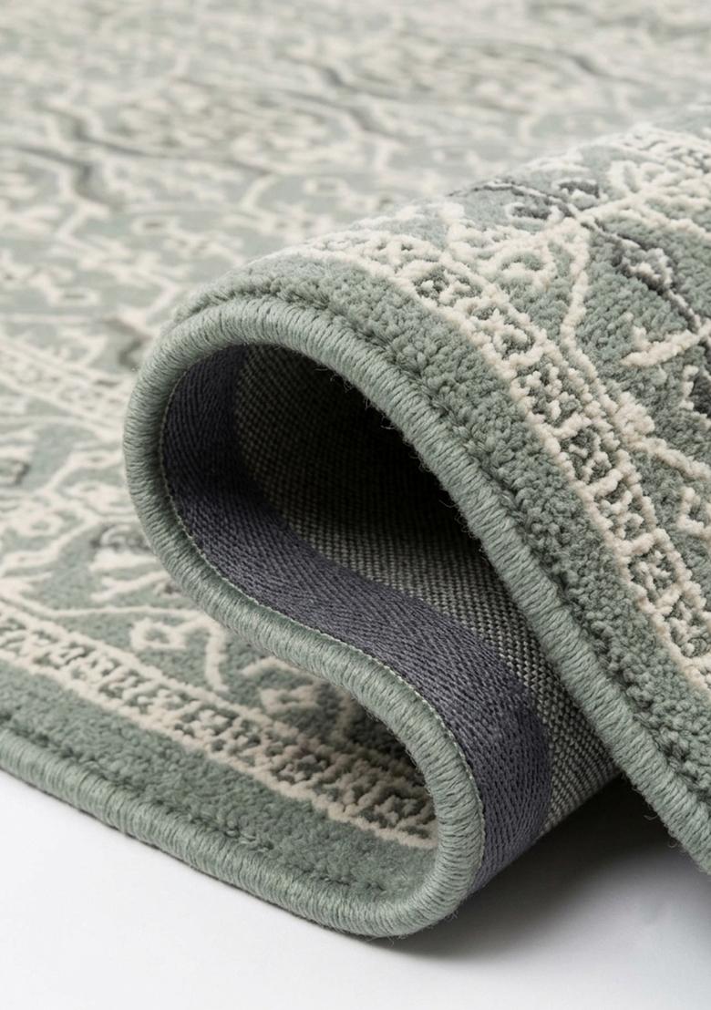 Saffron Rugs Hand Tufted Sage Grey Floral Classic Rectangular Wool Area Rug - Indya