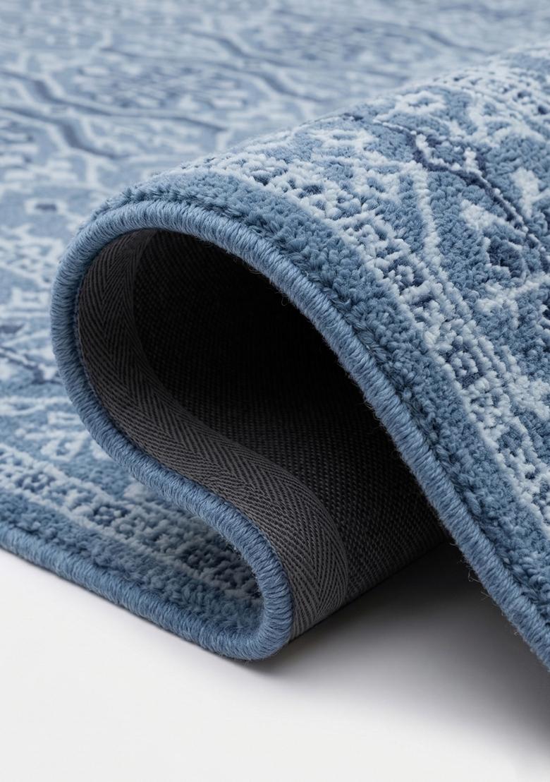 Saffron Rugs Hand Tufted Steel Blue Floral Classic Rectangular Wool Area Rug - Indya