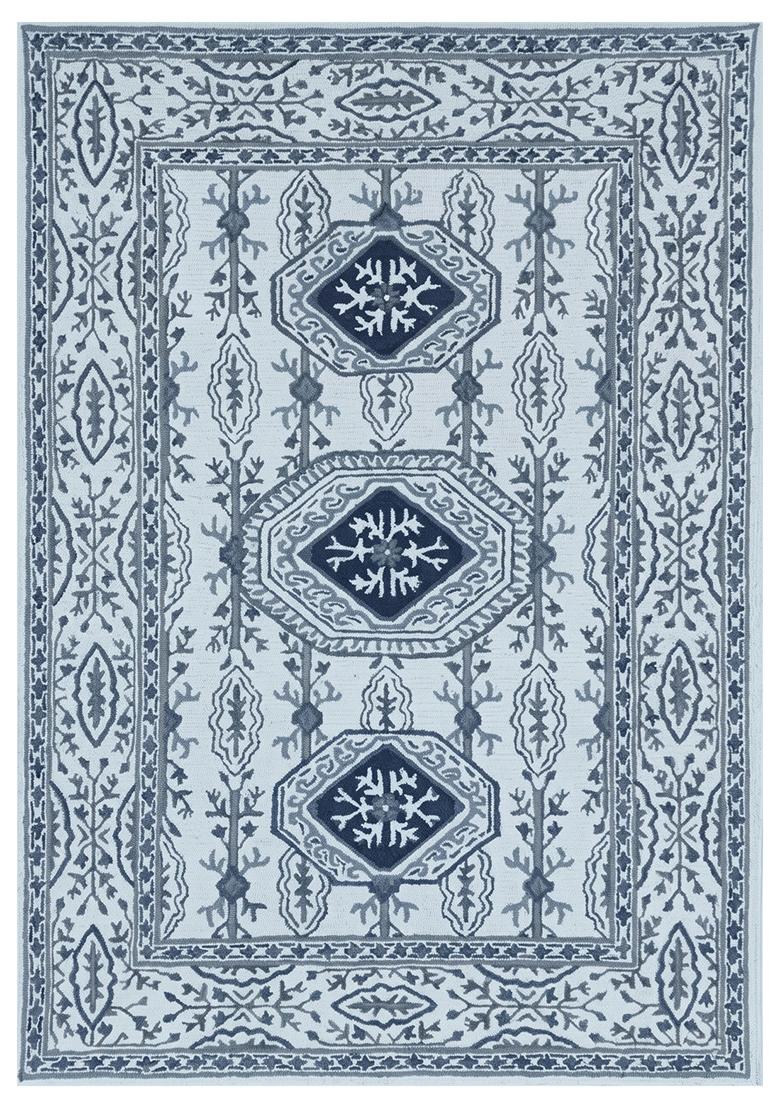 Saffron Rugs Hand Tufted Light Blue Grey Floral Classic Rectangular Wool Area Rug - Indya