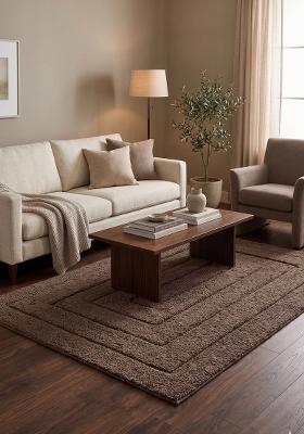 Saffron Rugs Hand Tufted Brown Geometric Classic Rectangular Wool Area Rug
