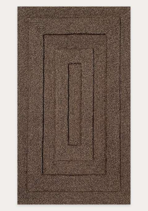 100% Wool Handmade Brown Rug | Classic Geometric Carpet With Cotton Backing For Living Room