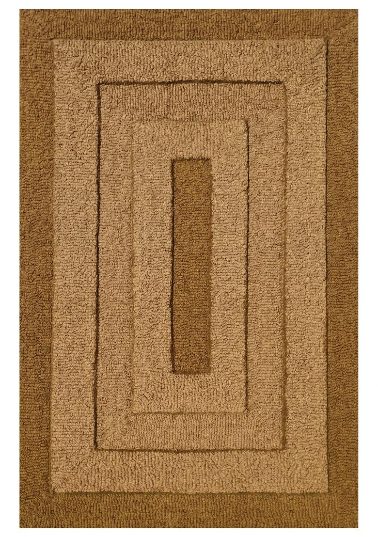 Saffron Rugs Hand Tufted Camel Tan Geometric Classic Rectangular Wool Area Rug - Indya