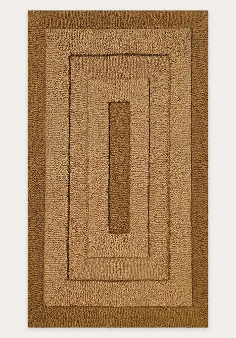100% Wool Handmade Camel Tan Rug | Classic Geometric Carpet With Cotton Backing For Living Room
