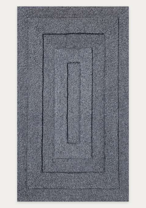 100% Wool Handmade Steel Grey Rug | Classic Geometric Carpet With Cotton Backing For Living Room