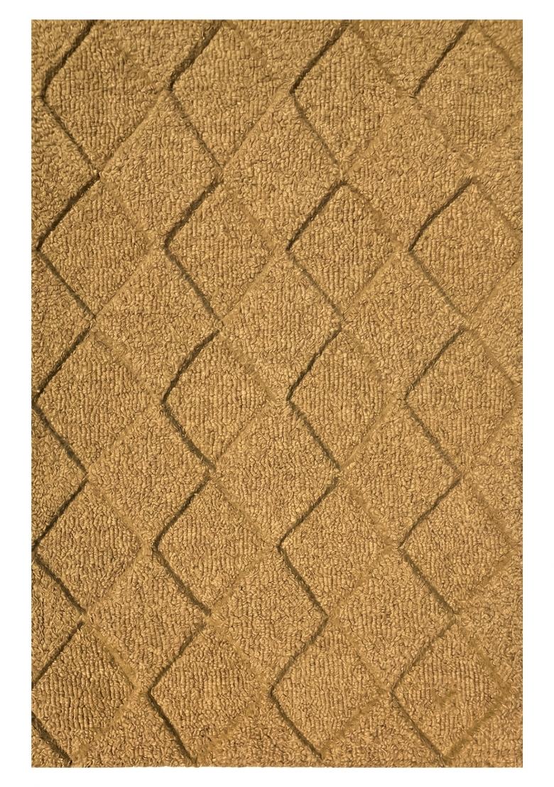 Saffron Rugs Hand Tufted Golden Mustard Geometric Classic Rectangular Wool Area Rug - Indya