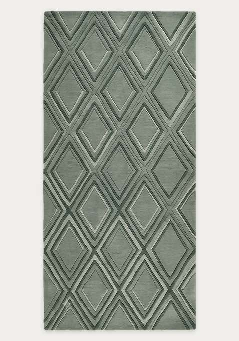 100% Wool Handmade Sage Green Rug | Contemporary Geometric Carpet With Cotton Backing For Living Room