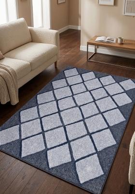 Saffron Rugs Hand Tufted Grey Blue Geometric Classic Rectangular Wool Area Rug