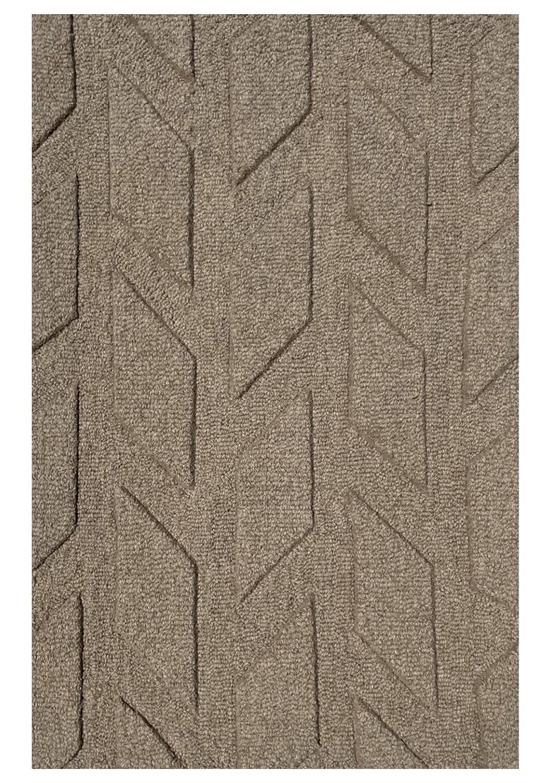 Saffron Rugs Hand Tufted Taupe Geometric Contemporary Rectangular Wool Area Rug - Indya