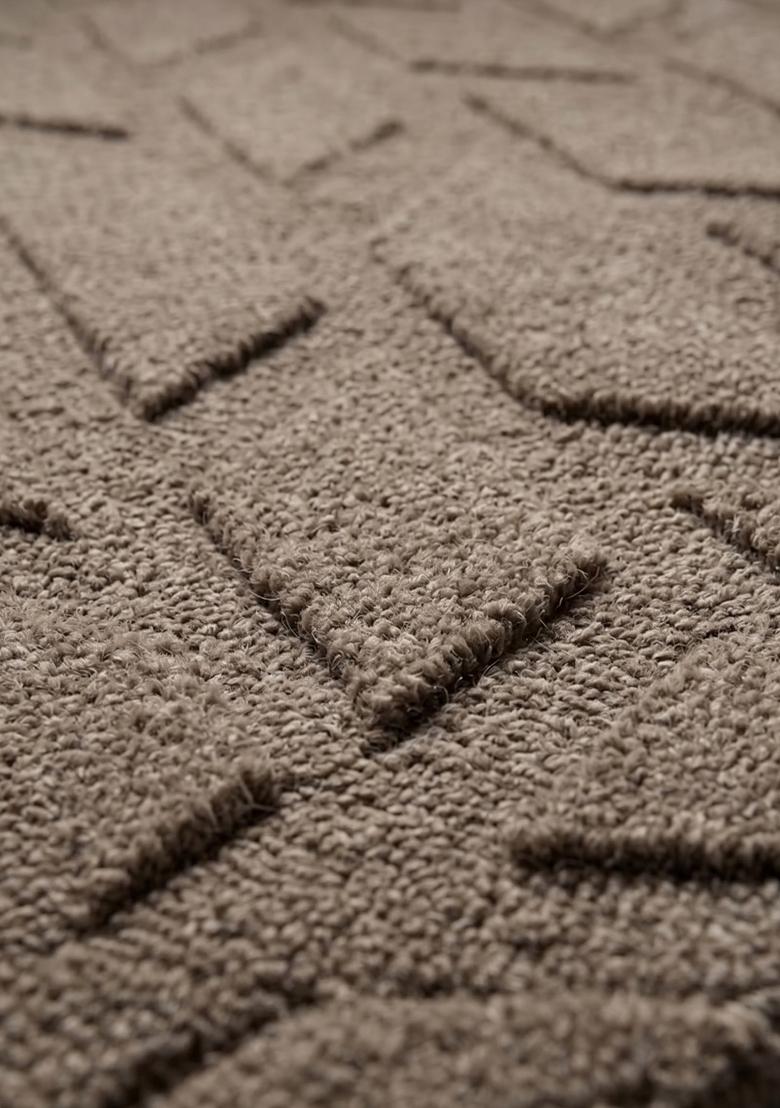 Saffron Rugs Hand Tufted Taupe Geometric Contemporary Rectangular Wool Area Rug - Indya
