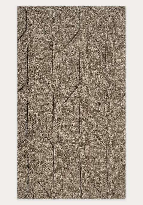 100% Wool Handmade Taupe Rug | Contemporary Geometric Carpet With Cotton Backing For Living Room