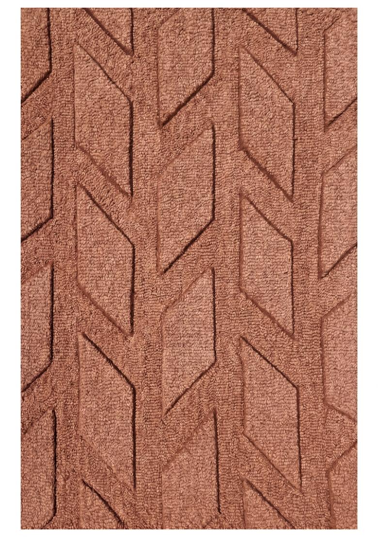 Saffron Rugs Hand Tufted Terracotta Brown Geometric Classic Rectangular Wool Area Rug - Indya